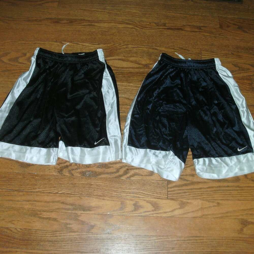 TWO pairs of NIKE Basketball Shorts Navy Blue & Black with White Trim size S (8)